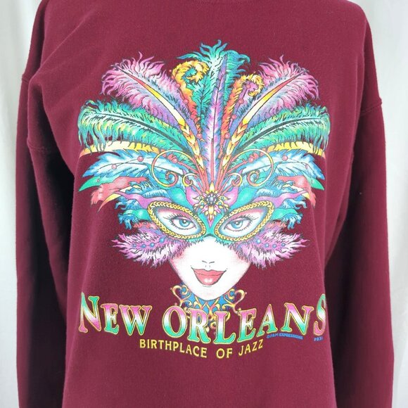 Vintage New Orleans Sweatshirt Medium NOLA Jazz Mardi Gras - Picture 2 of 8